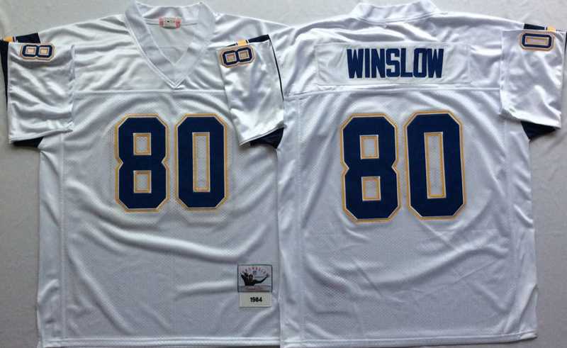 Chargers 80 Kellen Winslow White M&N Throwback Jersey->nfl m&n throwback->NFL Jersey